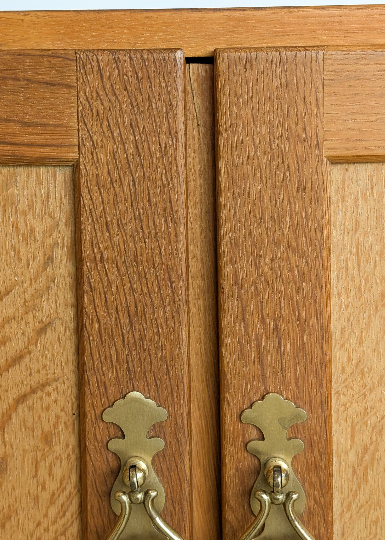 Pair of Vintage Henning Kjærnulf-Attributed Quartersawn White Oak Cabinets/Nightstands with Original Brass Pulls