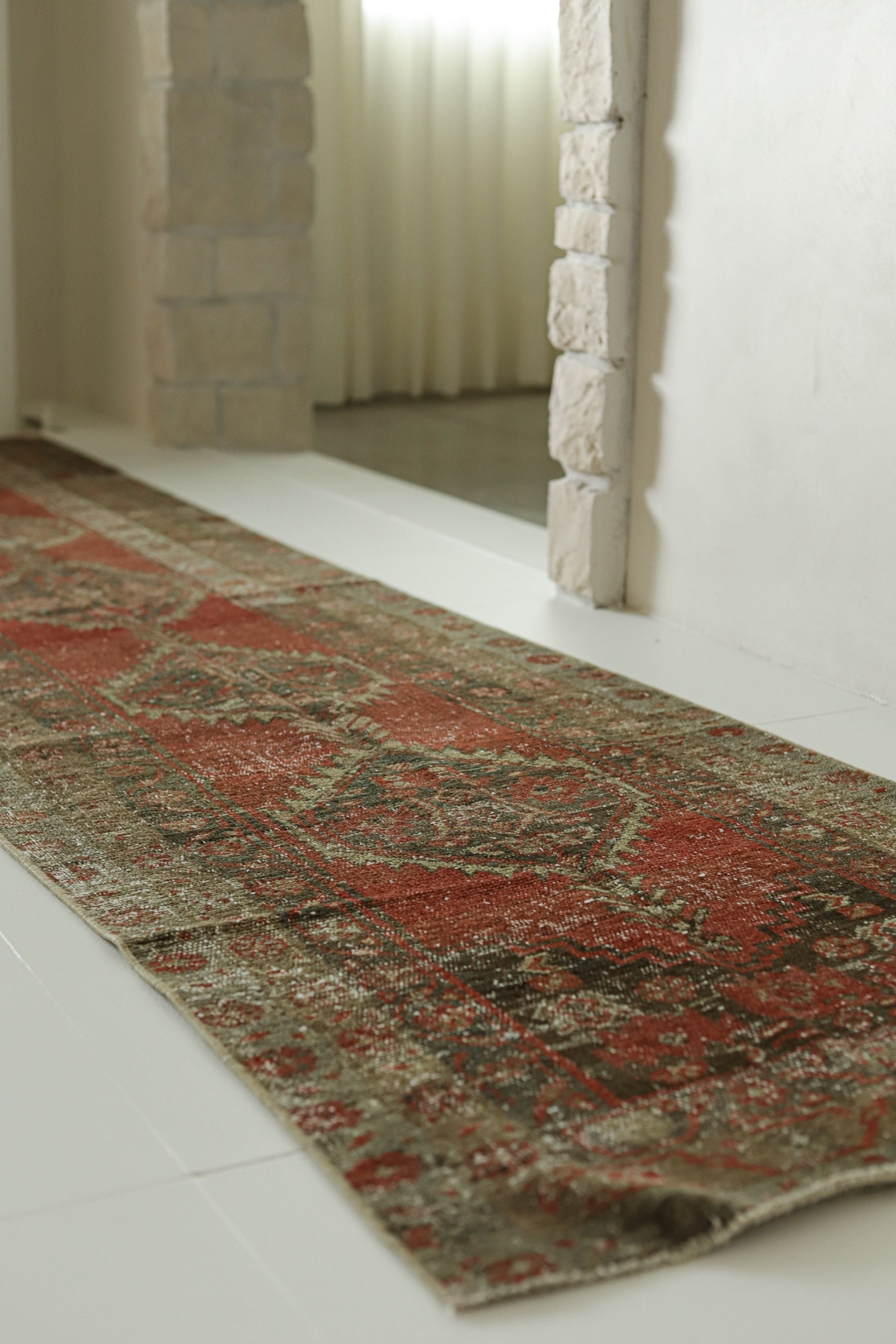 District Loom 1920s Antique Persian Heriz Karaja Runner Rug 2'7" x 10'3"