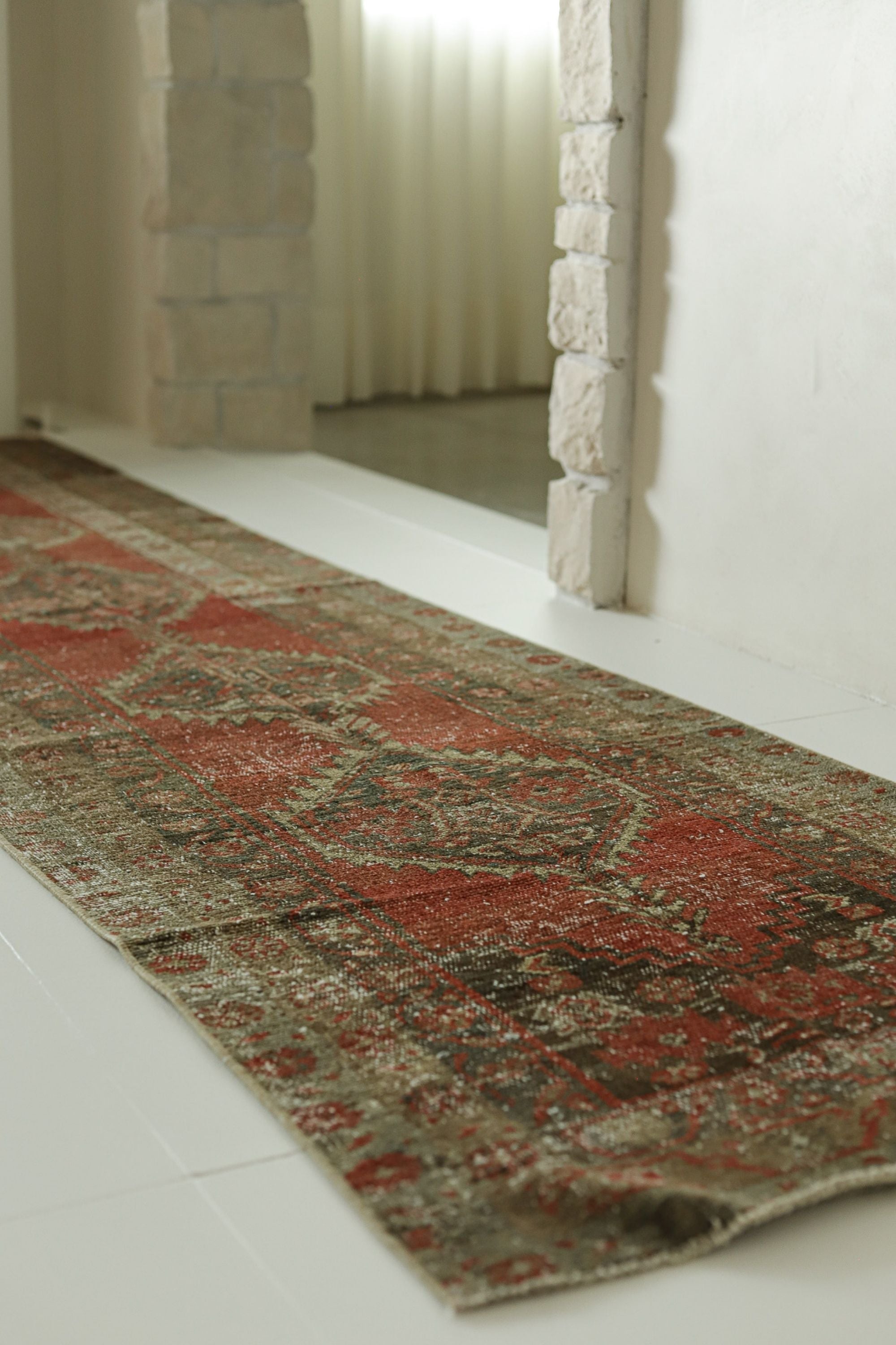 District Loom 1920s Antique Persian Heriz Karaja Runner Rug 2'7" x 10'3"