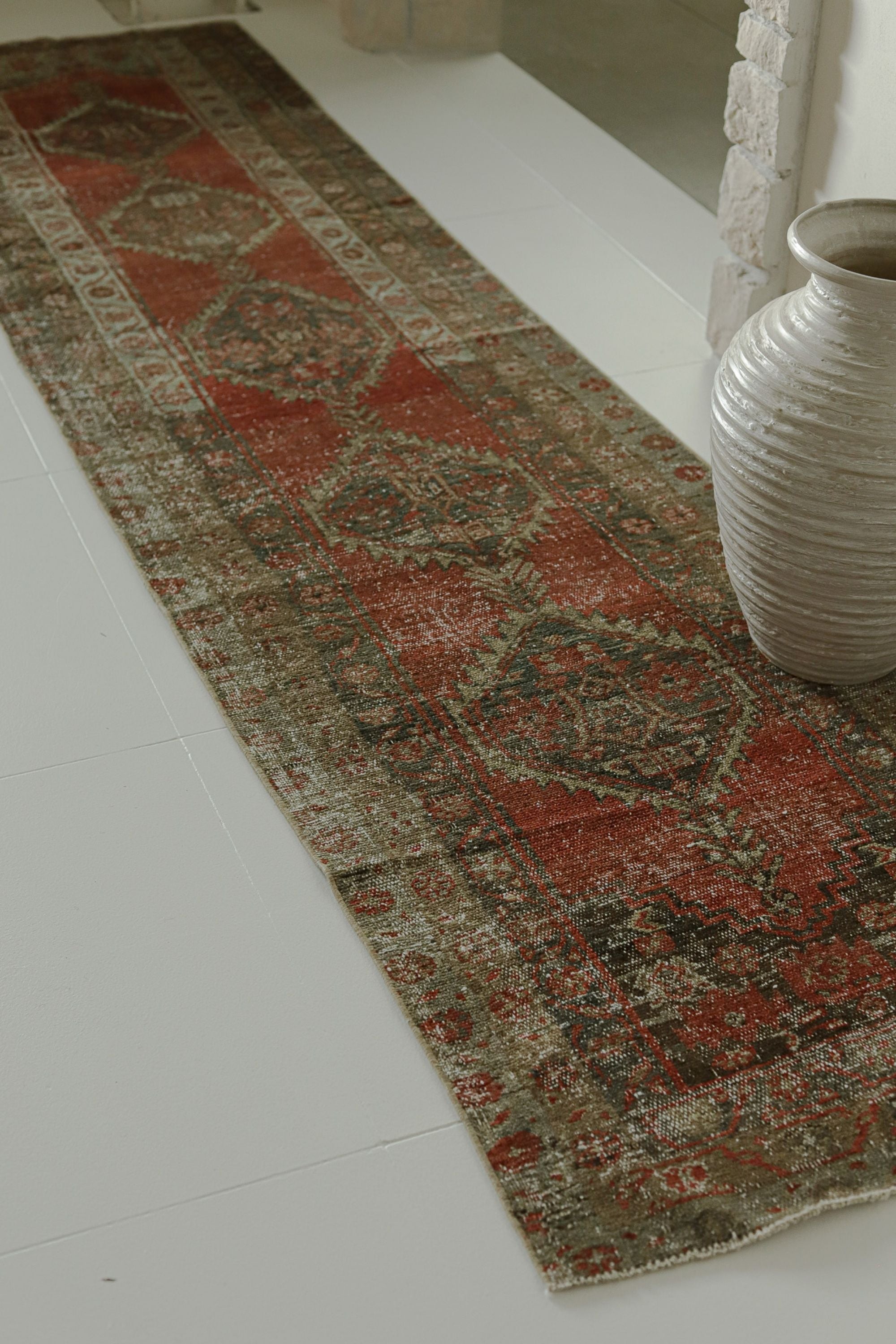 District Loom 1920s Antique Persian Heriz Karaja Runner Rug 2'7" x 10'3"