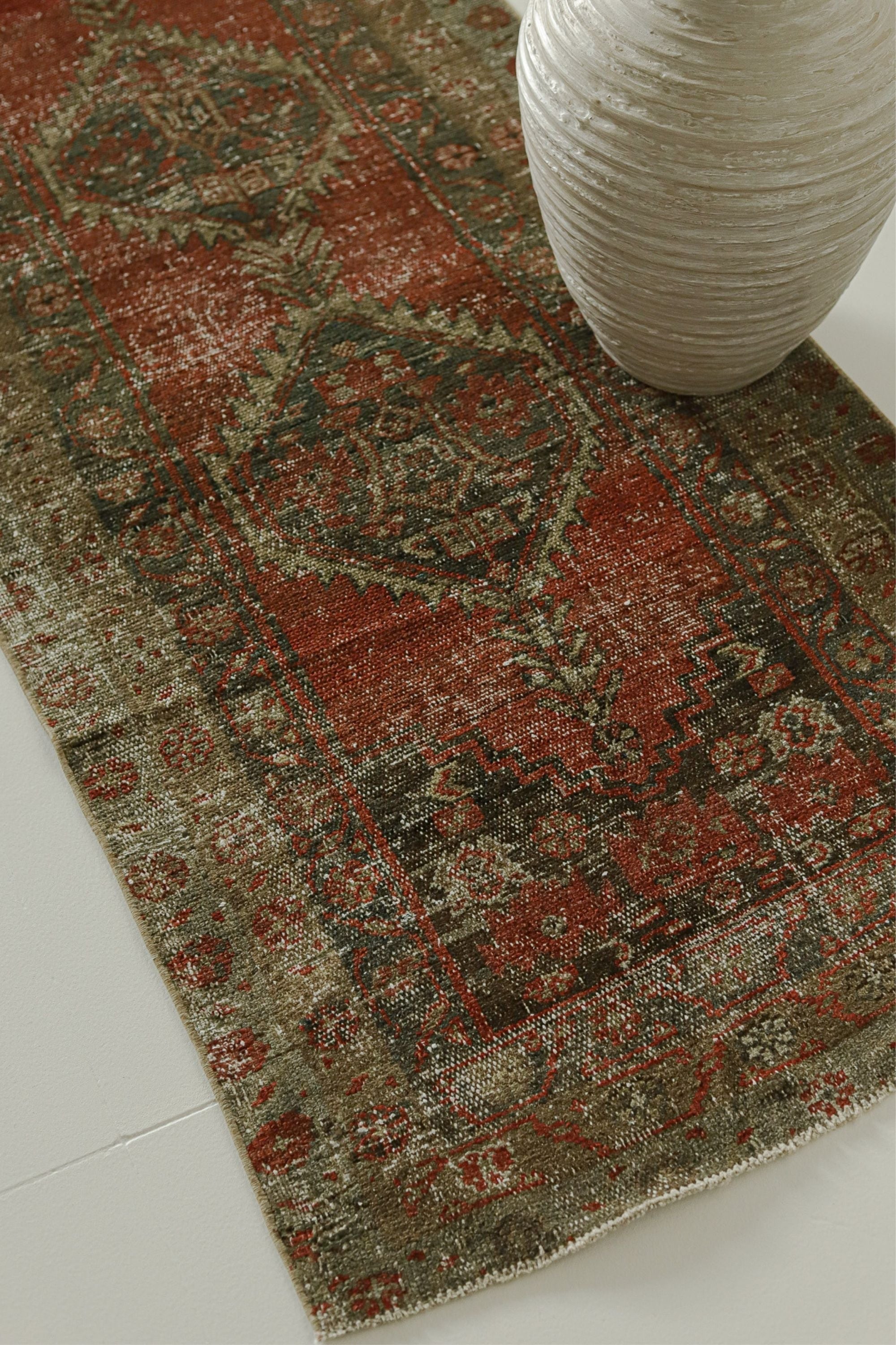 District Loom 1920s Antique Persian Heriz Karaja Runner Rug 2'7" x 10'3"