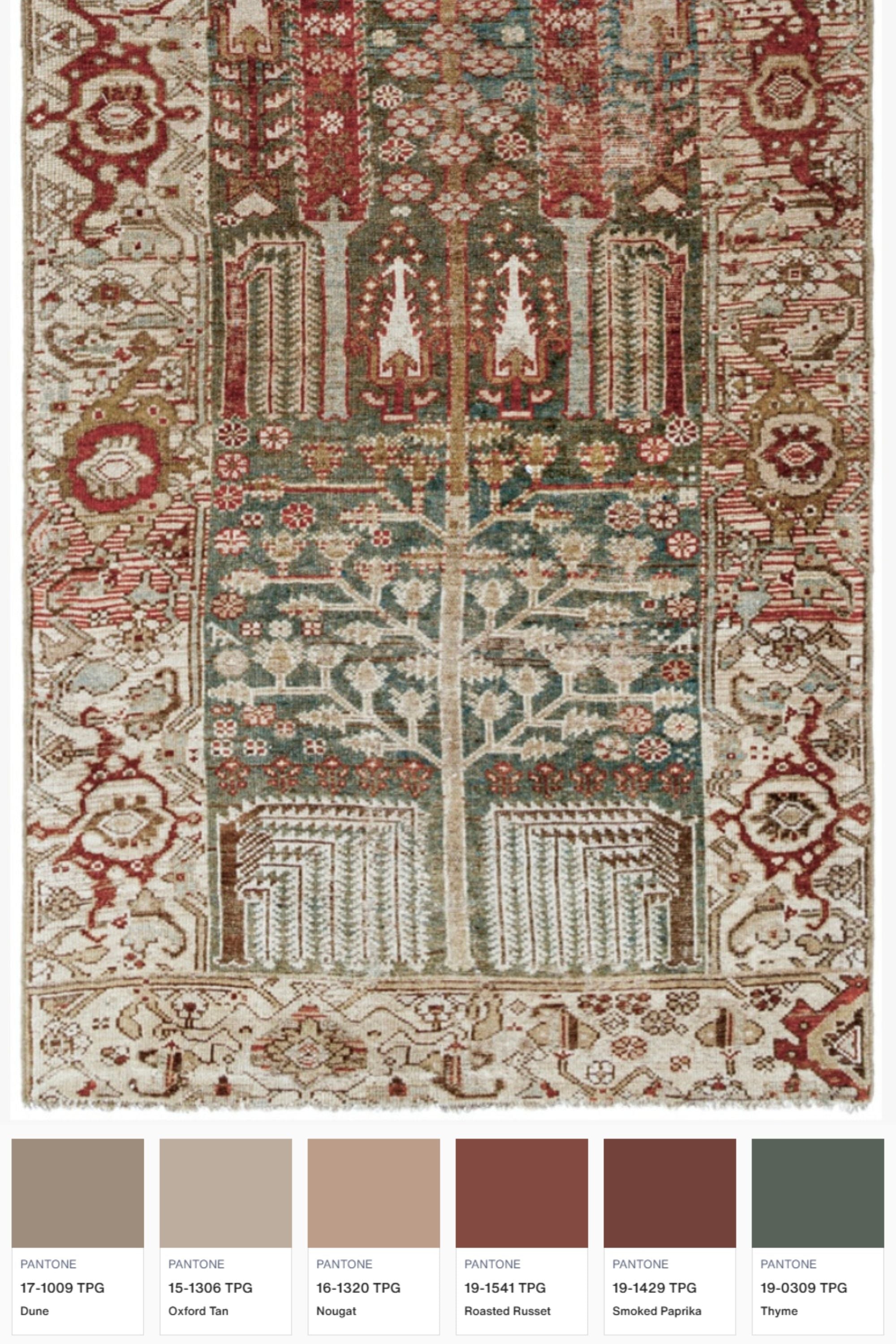 District Loom 1920s Antique Persian Hamadan Runner Rug with Tree of Life Motif 3'7" x 13'1"