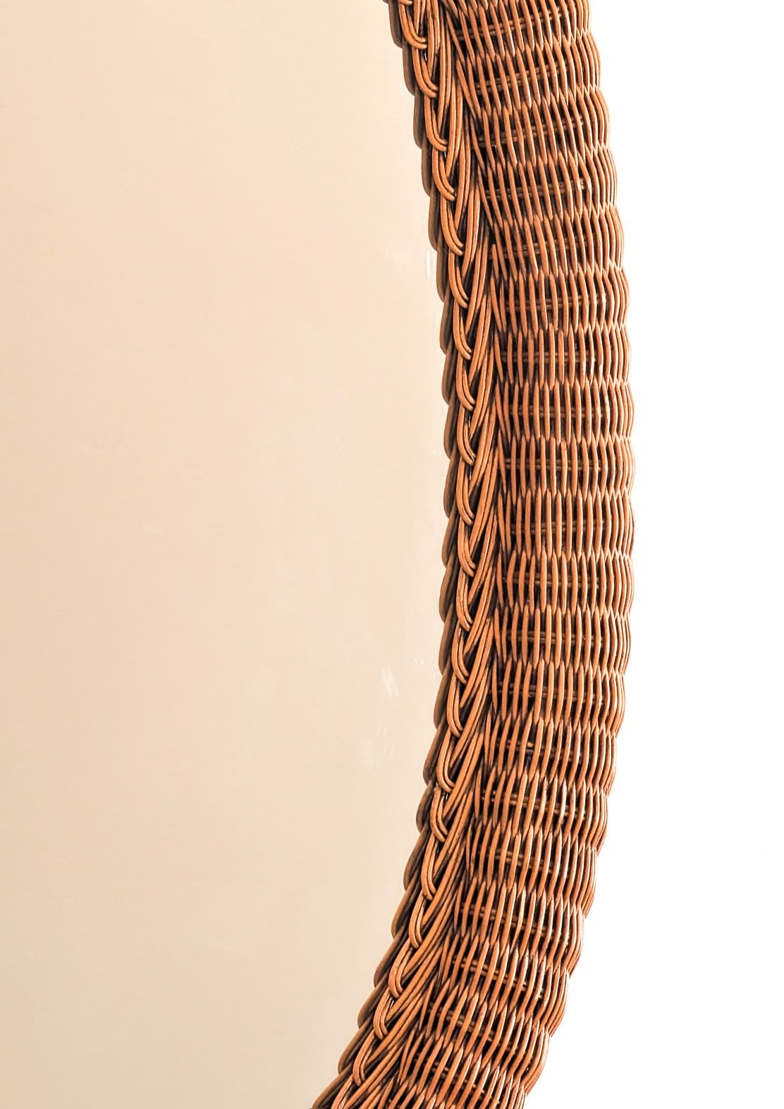 Large Vintage Oval Wicker Mirror