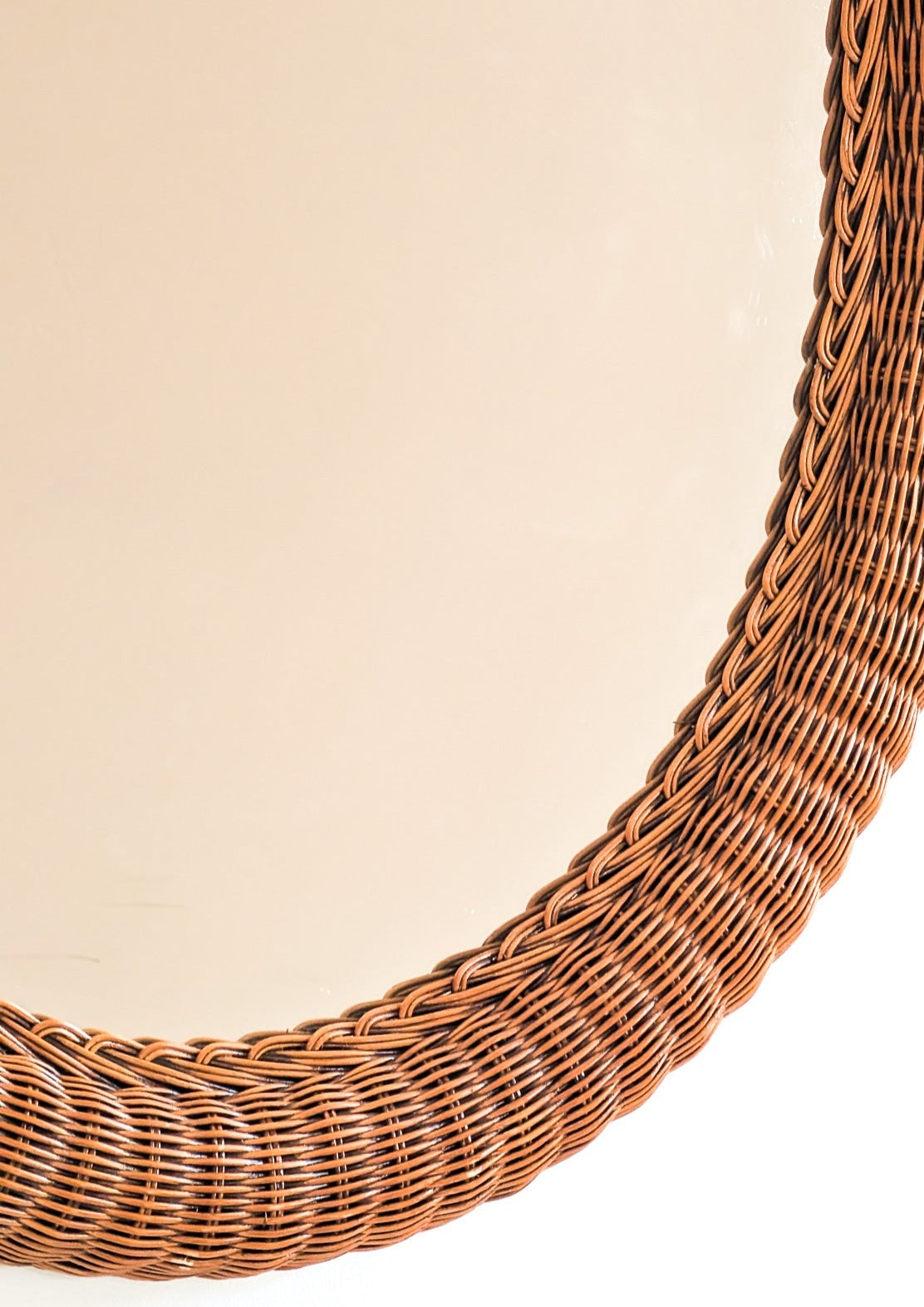Large Vintage Oval Wicker Mirror