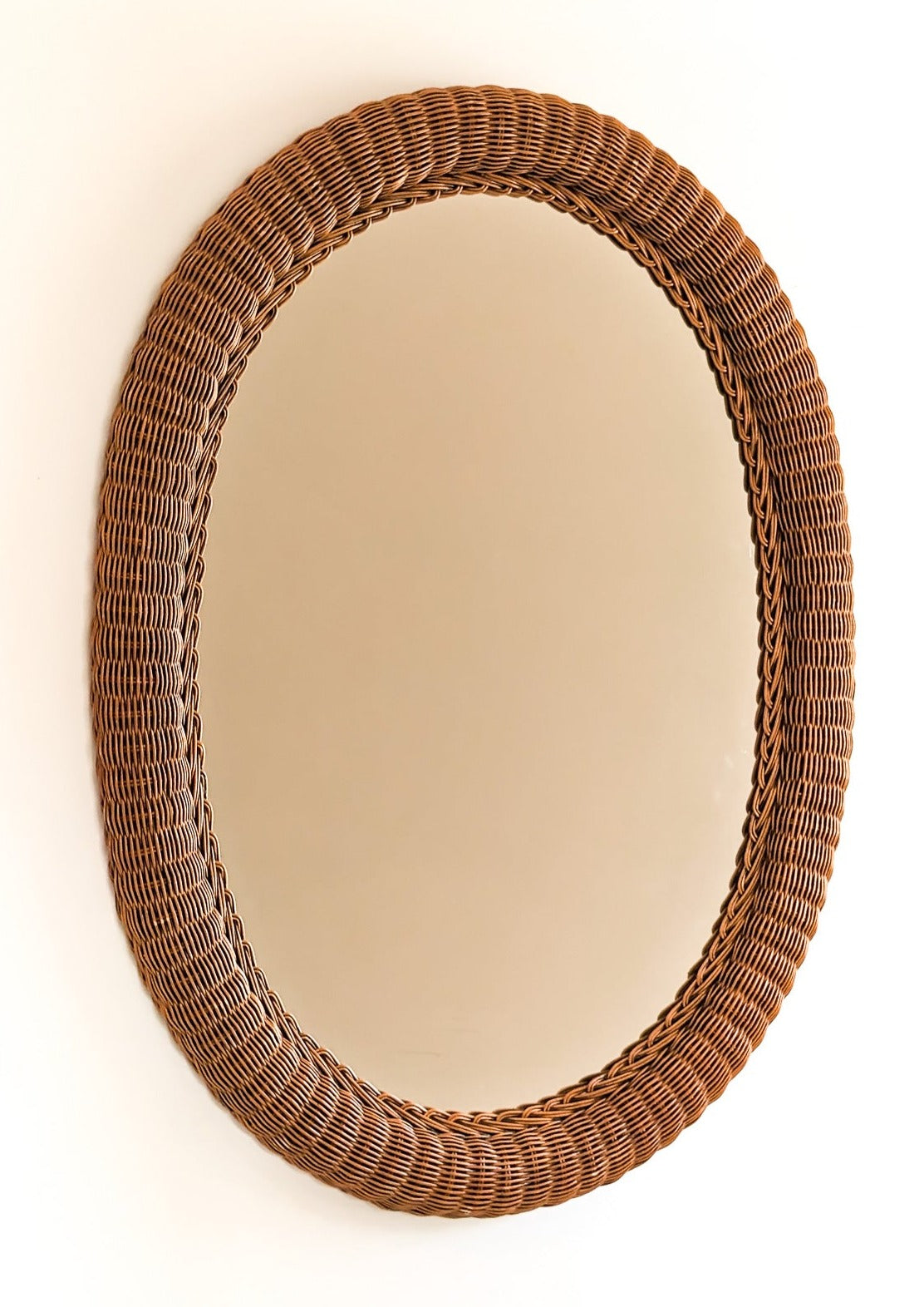Large Vintage Oval Wicker Mirror