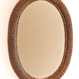 Large Vintage Oval Wicker Mirror