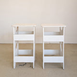 Pair of Primitive Folk Art-Style White Wooden Side Tables
