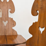 Vintage Wooden Tyrolean Brutalist Folk Art Chair