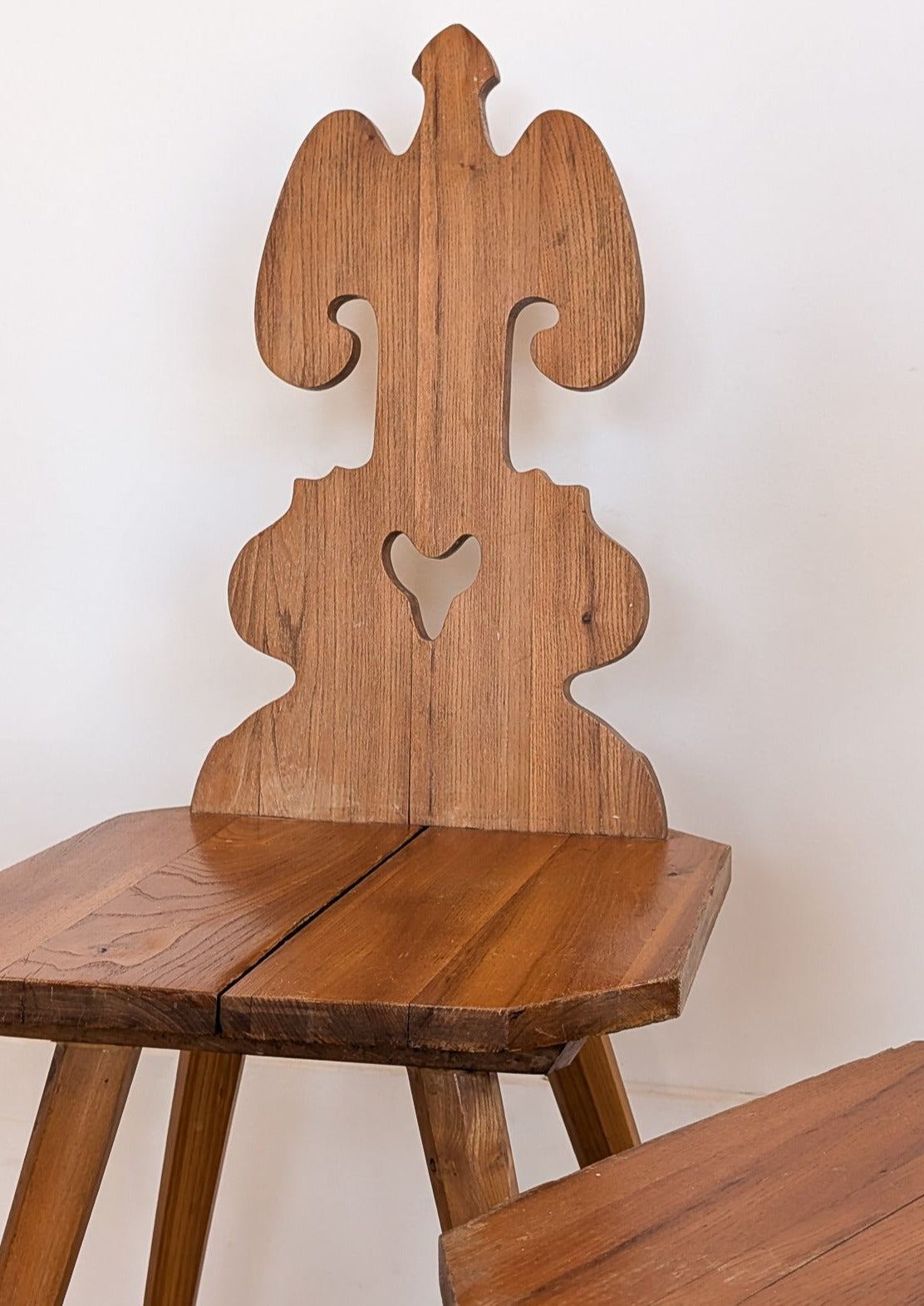 Vintage Wooden Tyrolean Brutalist Folk Art Chair