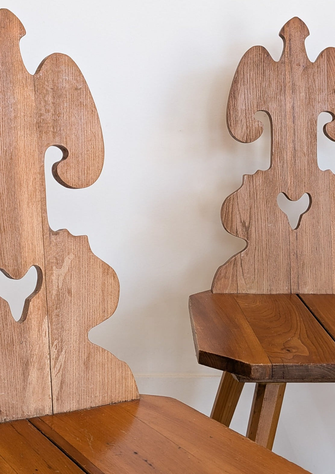 Vintage Wooden Tyrolean Brutalist Folk Art Chair