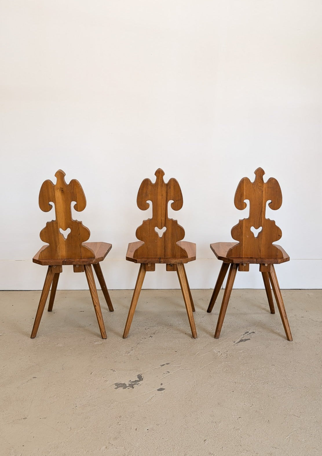 Vintage Wooden Tyrolean Brutalist Folk Art Chair