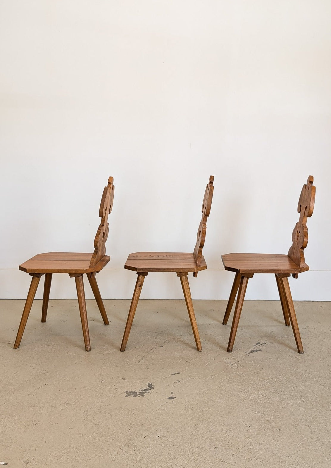 Vintage Wooden Tyrolean Brutalist Folk Art Chair