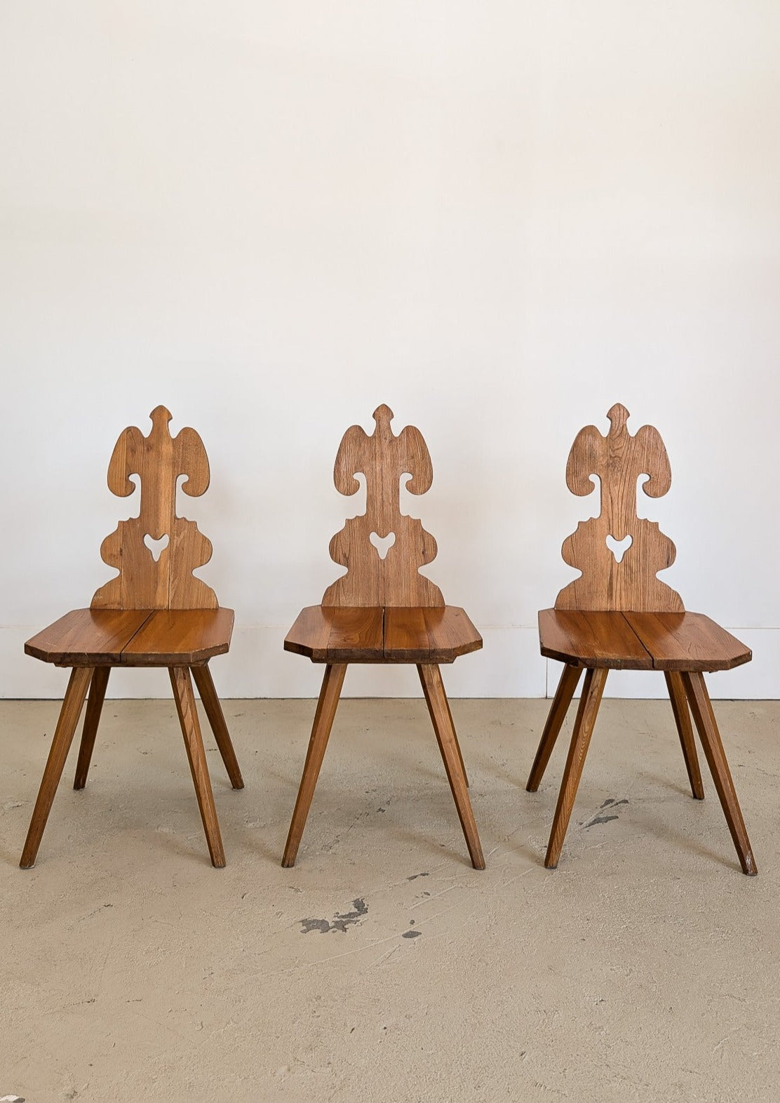 Vintage Wooden Tyrolean Brutalist Folk Art Chair