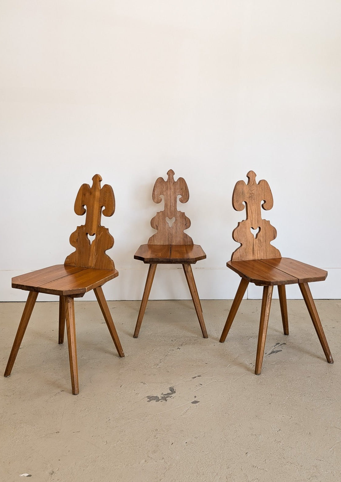 Vintage Wooden Tyrolean Brutalist Folk Art Chair