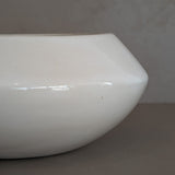 Large Vintage Creamy White Angled Vase