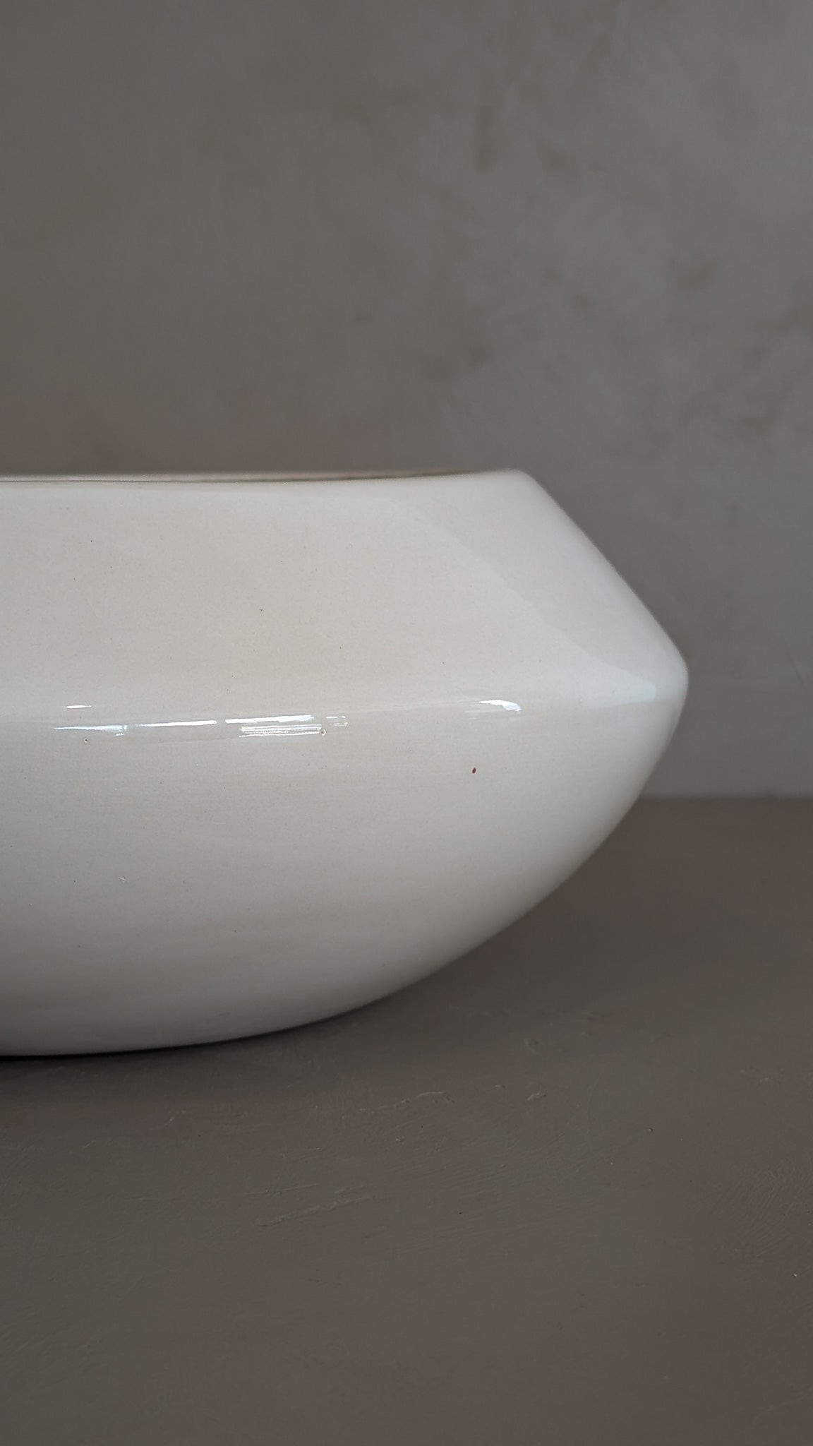 Large Vintage Creamy White Angled Vase