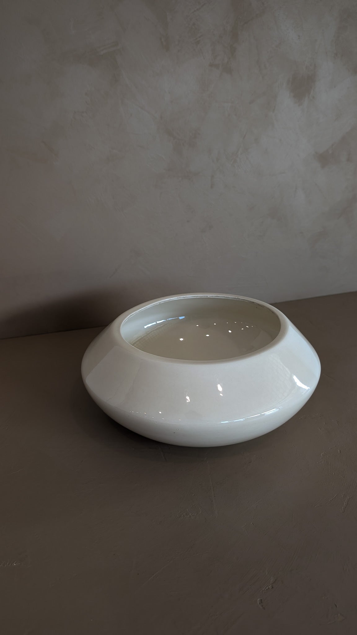 Large Vintage Creamy White Angled Vase