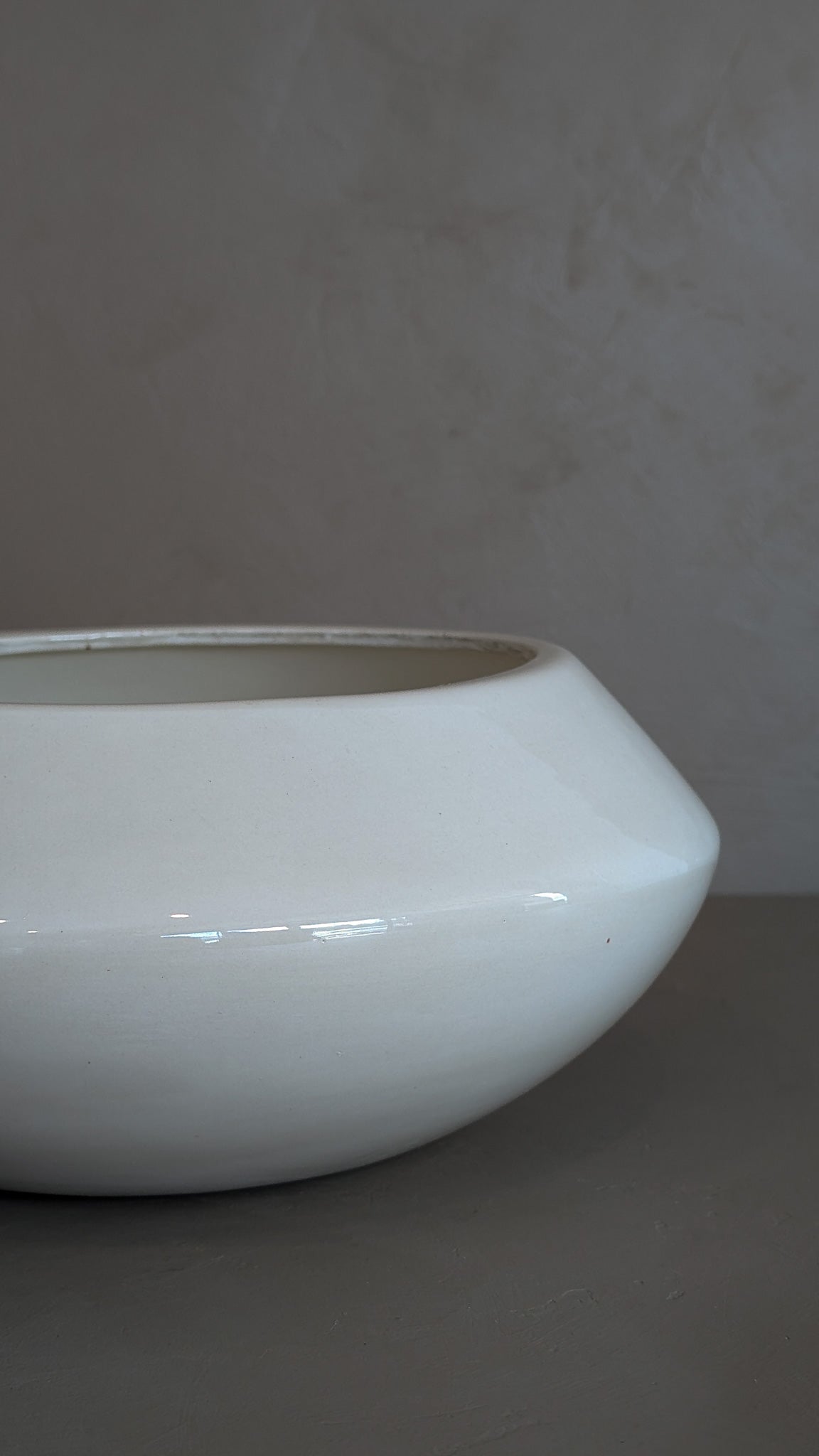 Large Vintage Creamy White Angled Vase