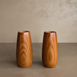 Pair of Vintage Hand-turned Teardrop Shaped Wooden Candleholders