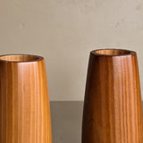 Pair of Vintage Hand-turned Teardrop Shaped Wooden Candleholders
