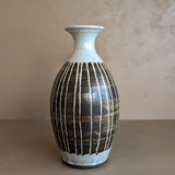 Signed Midcentury Brown Striped Studio Pottery Vase