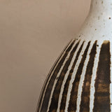 Signed Midcentury Brown Striped Studio Pottery Vase