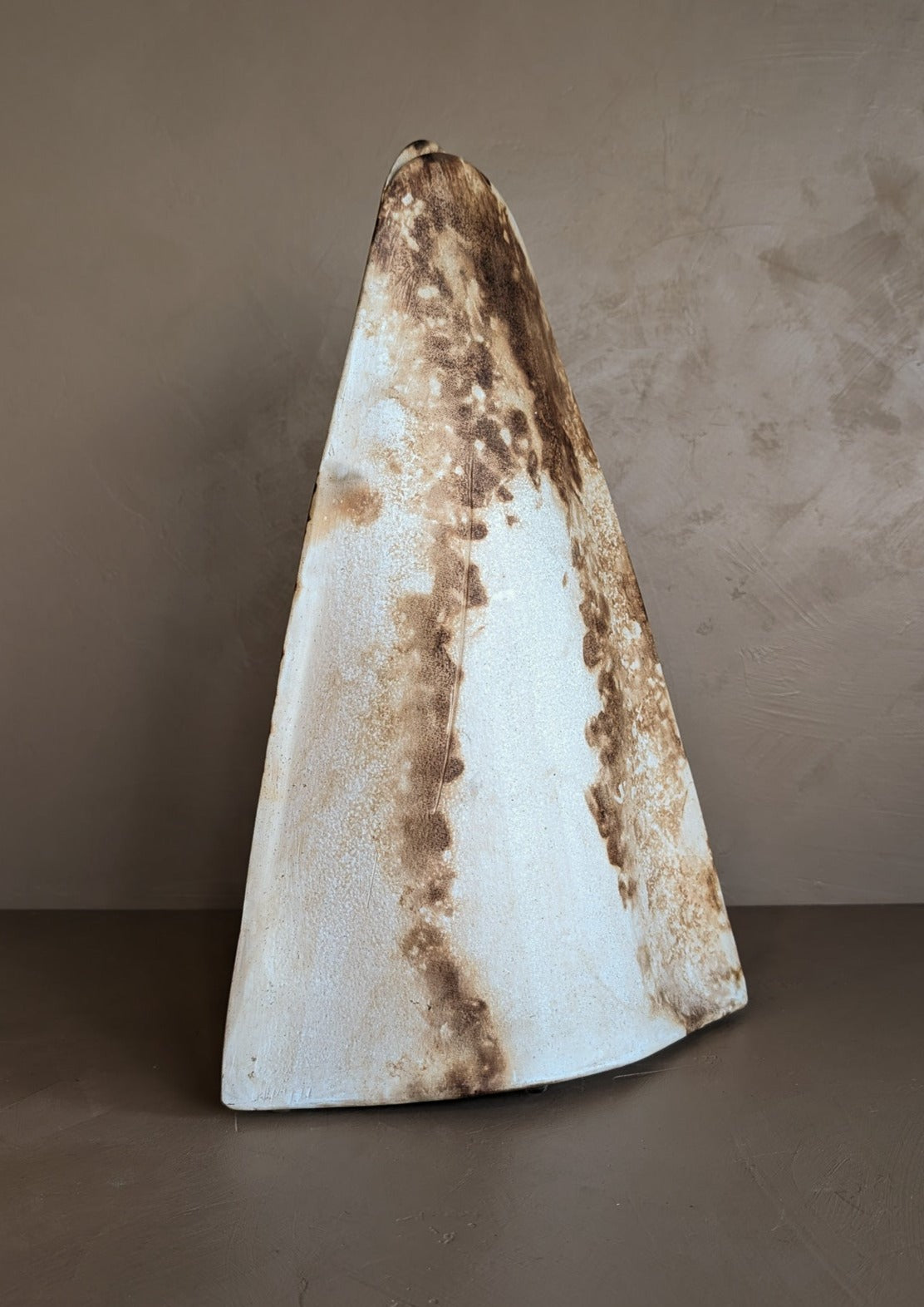 Neutral Signed Slab Pottery Sculptural Vessel