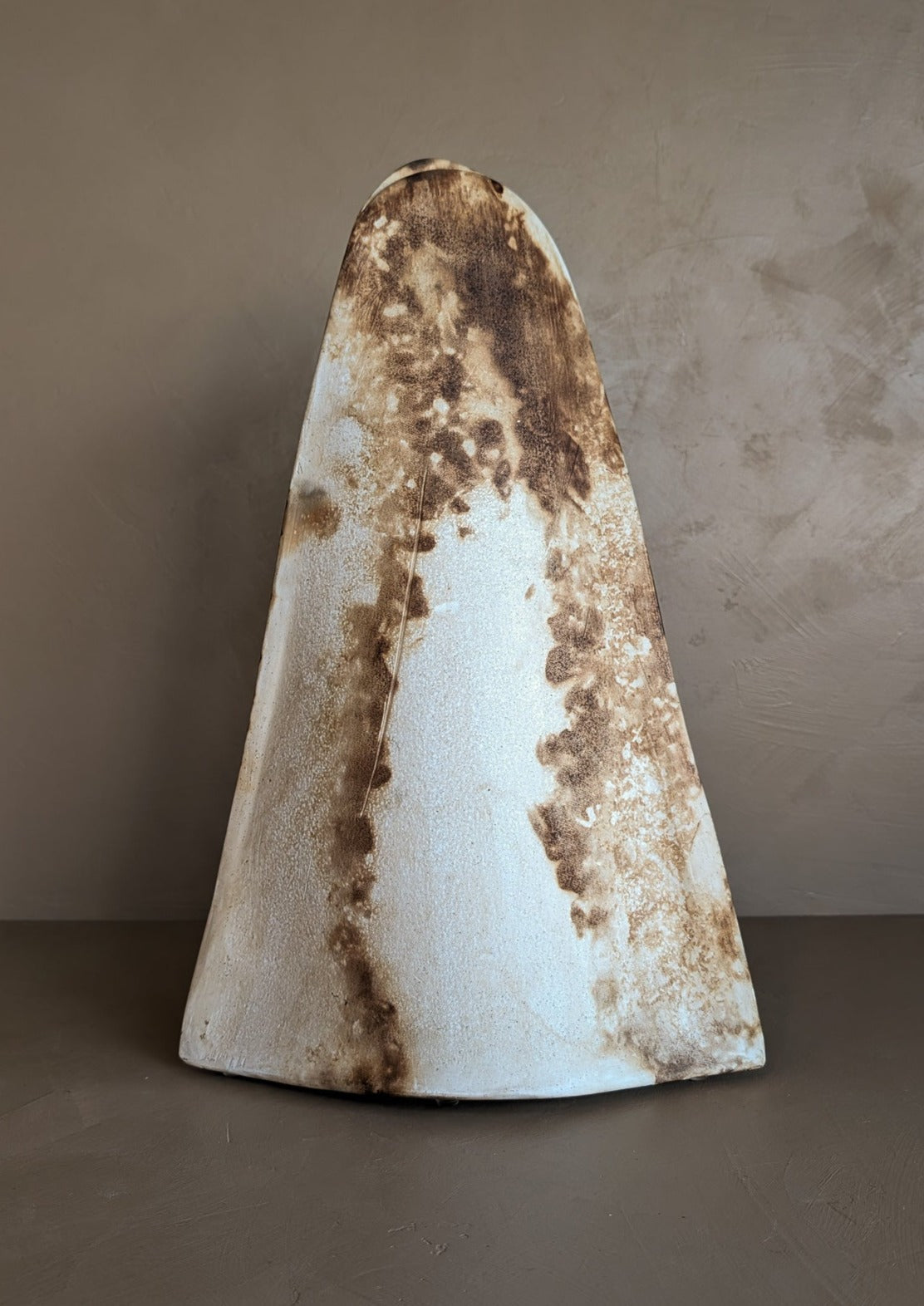 Neutral Signed Slab Pottery Sculptural Vessel