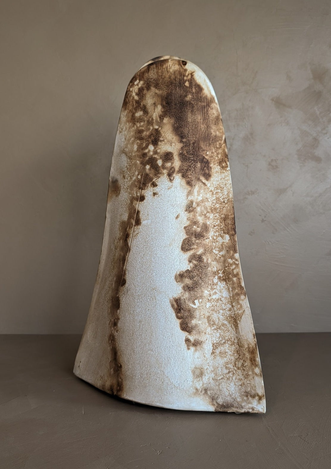 Neutral Signed Slab Pottery Sculptural Vessel