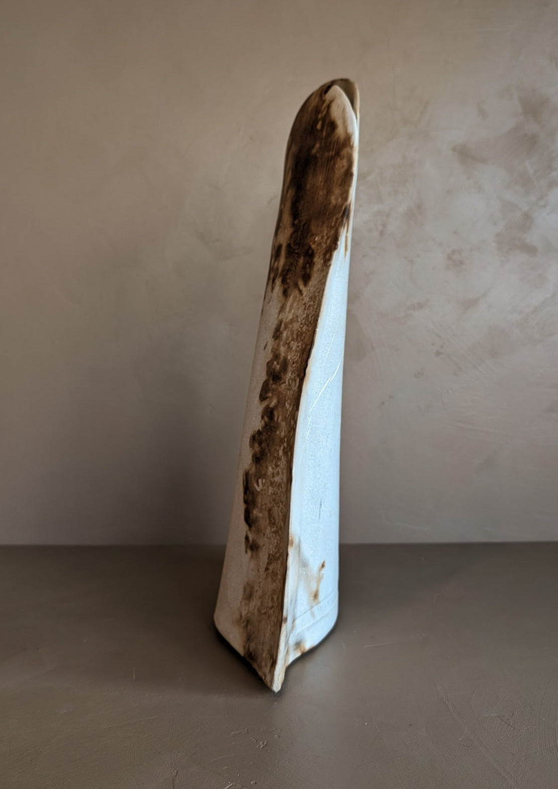 Neutral Signed Slab Pottery Sculptural Vessel