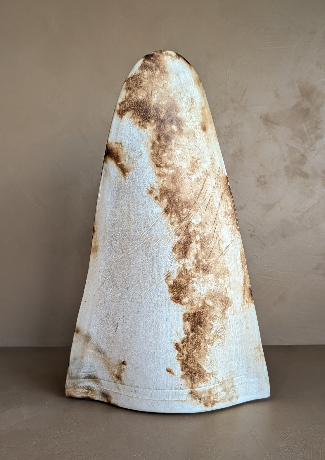 Neutral Signed Slab Pottery Sculptural Vessel