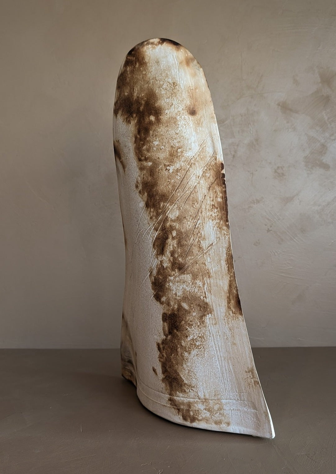 Neutral Signed Slab Pottery Sculptural Vessel