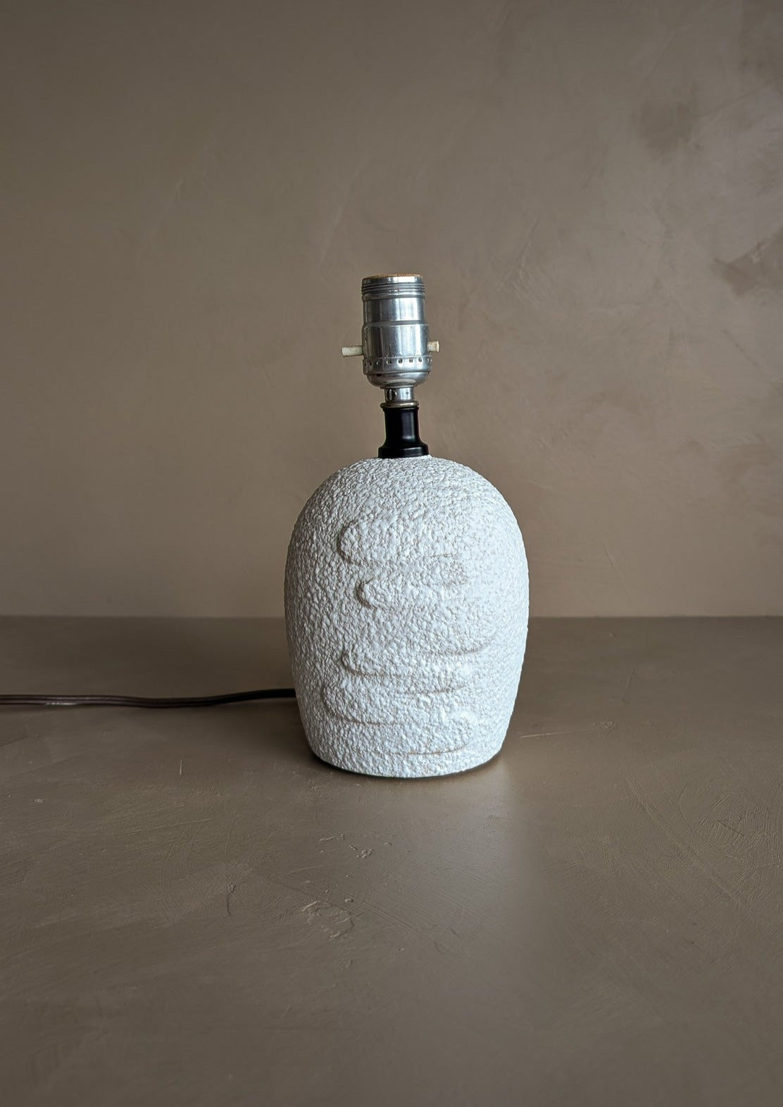 Petite Vintage White Textured Ceramic Lamp