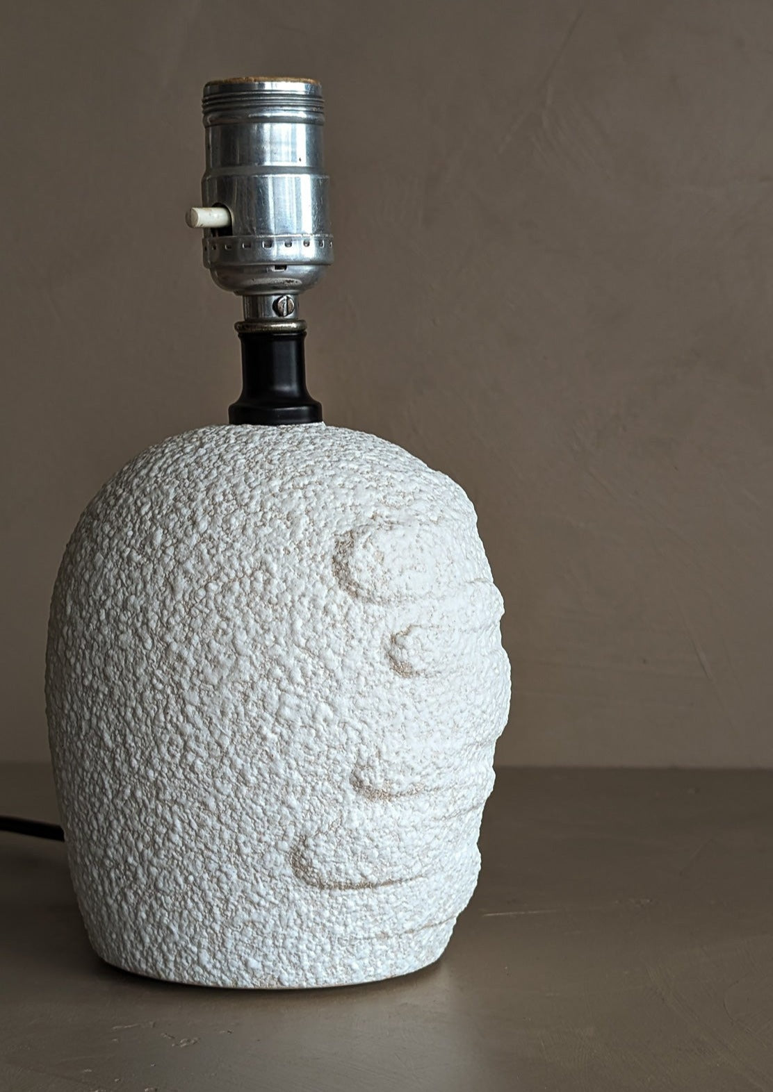 Petite Vintage White Textured Ceramic Lamp