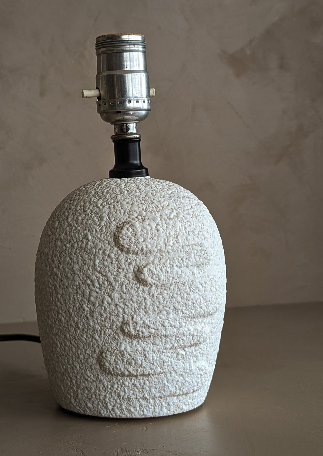 Petite Vintage White Textured Ceramic Lamp