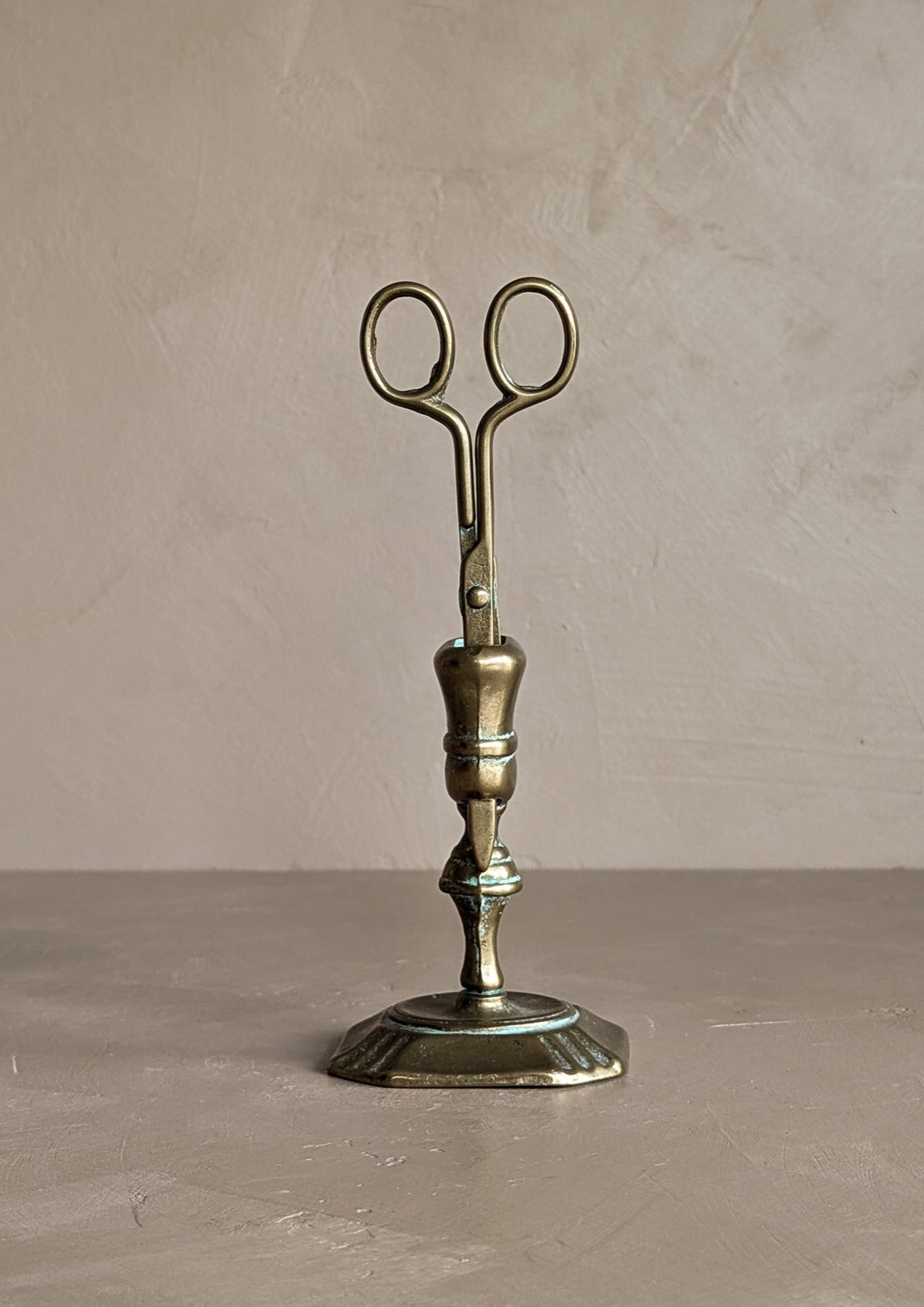Vintage Brass Victorian-Style Candle Wick Snuffer with Stand