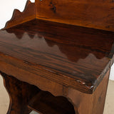 Handmade Vintage Freeform Brutalist Dark Wooden Desk/Table