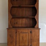 Vintage Wooden Hutch with Scalloped Detailing