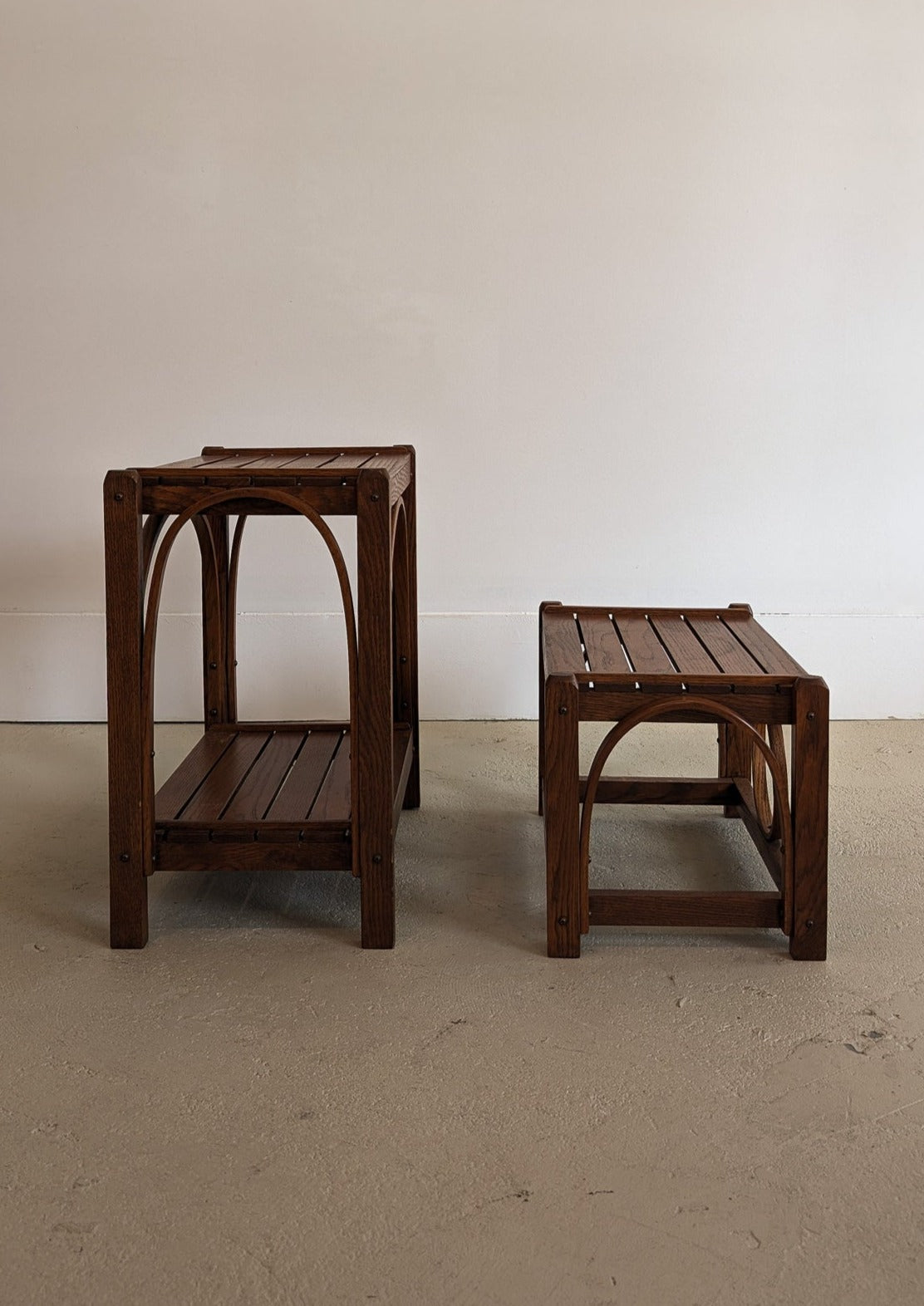 Handmade Amish Bentwood Side Tables - Tall and Short