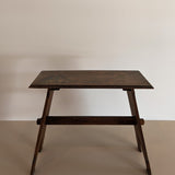 Late 1800s/Early 1900s Handmade Stained Pyrography Side Table/Bench with Floral Detailing