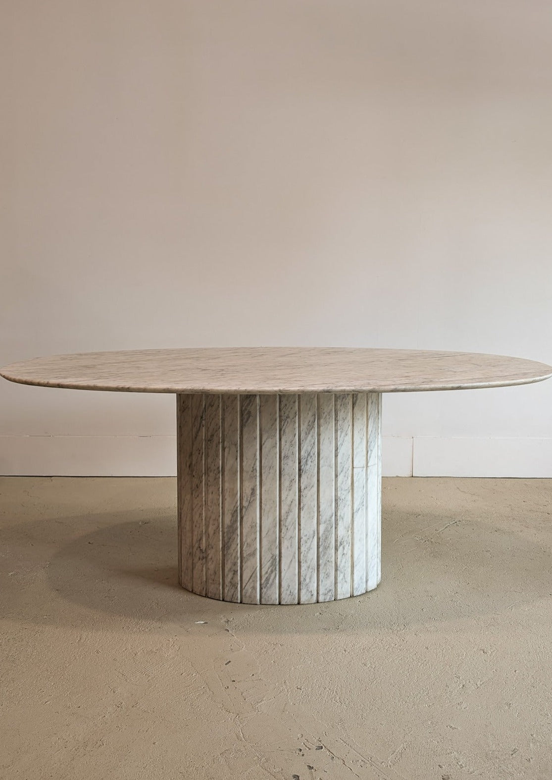 1966 Vintage Italian Oval Marble Dining Table