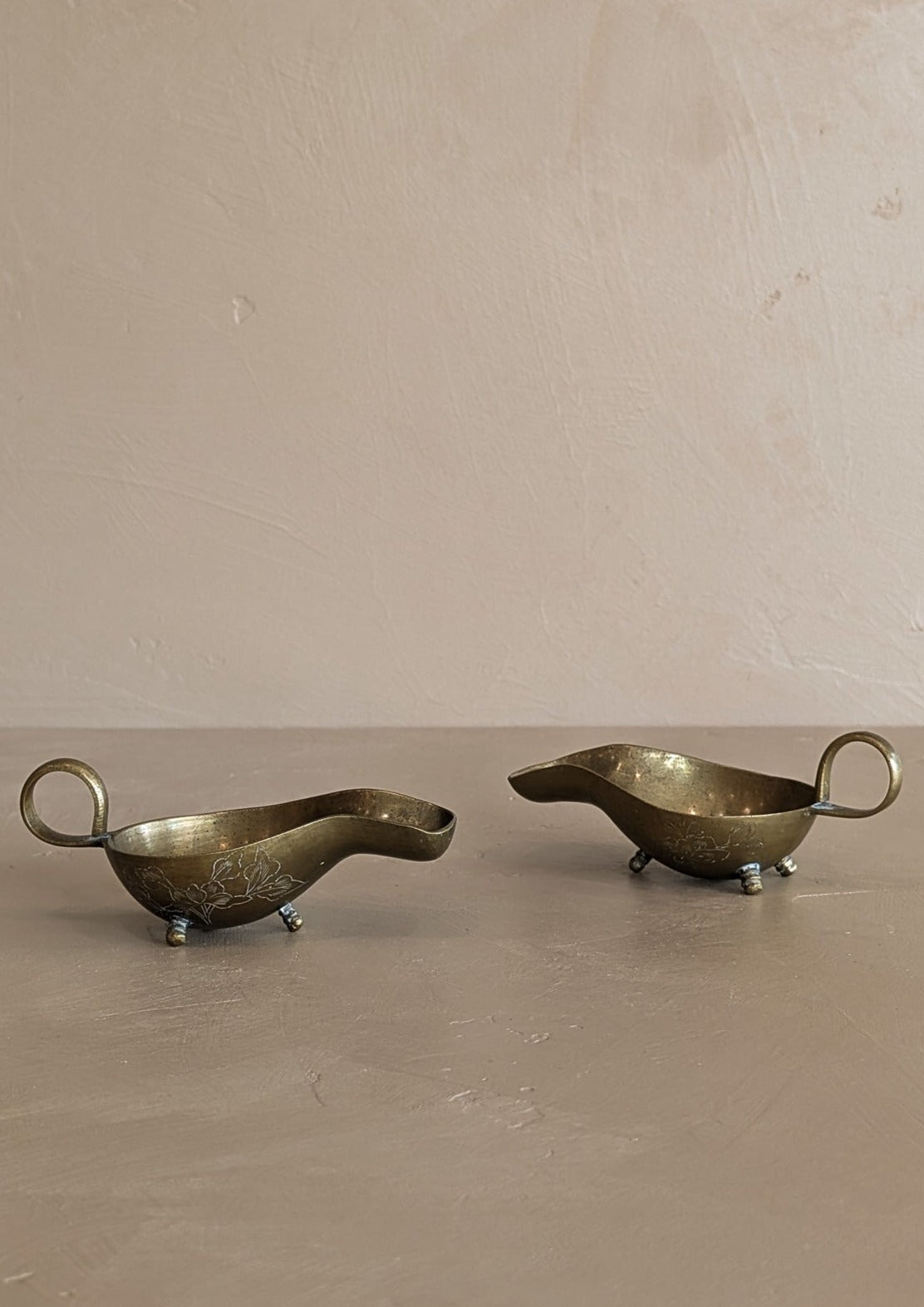 Petite Vintage Chinese Brass Footed Bowl - Sold Separately
