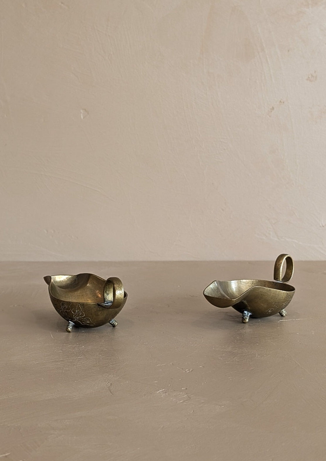 Petite Vintage Chinese Brass Footed Bowl - Sold Separately