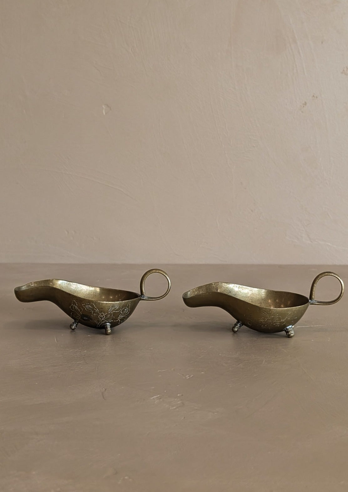 Petite Vintage Chinese Brass Footed Bowl - Sold Separately