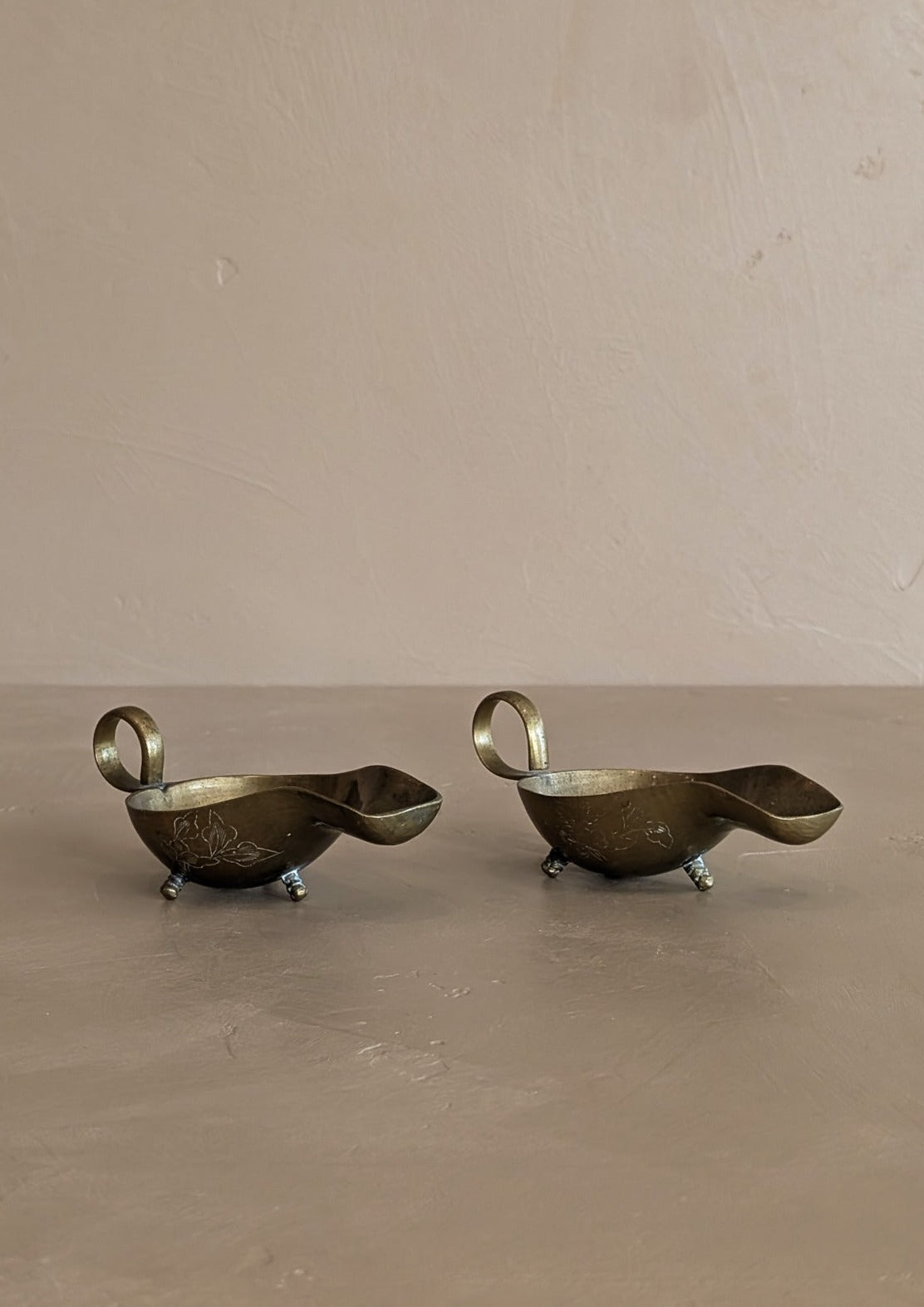 Petite Vintage Chinese Brass Footed Bowl - Sold Separately