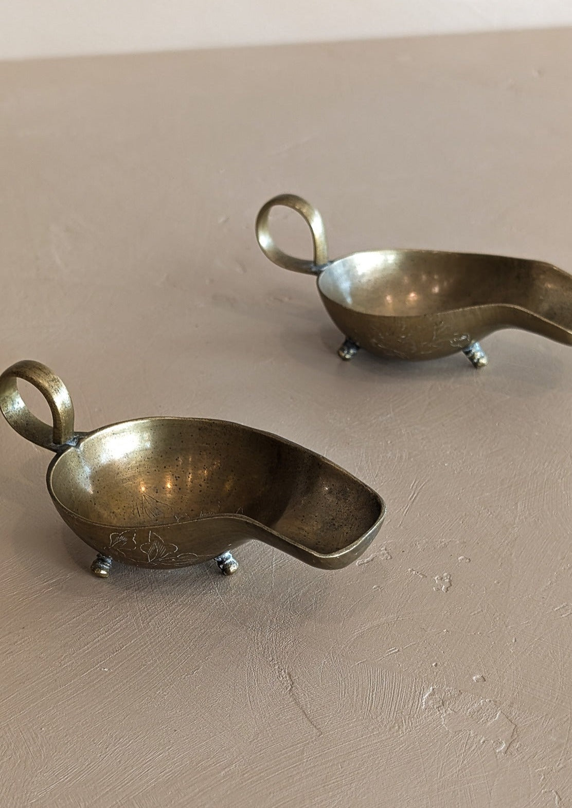Petite Vintage Chinese Brass Footed Bowl - Sold Separately
