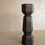 Vintage Large Chunky Dark Wooden Brutalist-Style Candlestick