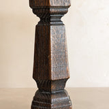 Vintage Large Chunky Dark Wooden Brutalist-Style Candlestick