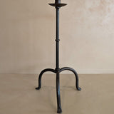 Large Vintage Brutalist-Style Iron Footed Candlestick