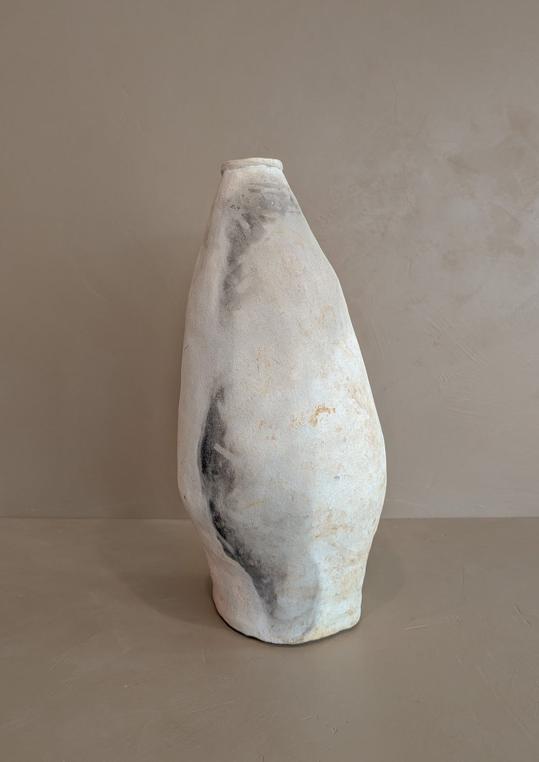 Signed Large Vintage Freeform Raku Pottery Vase